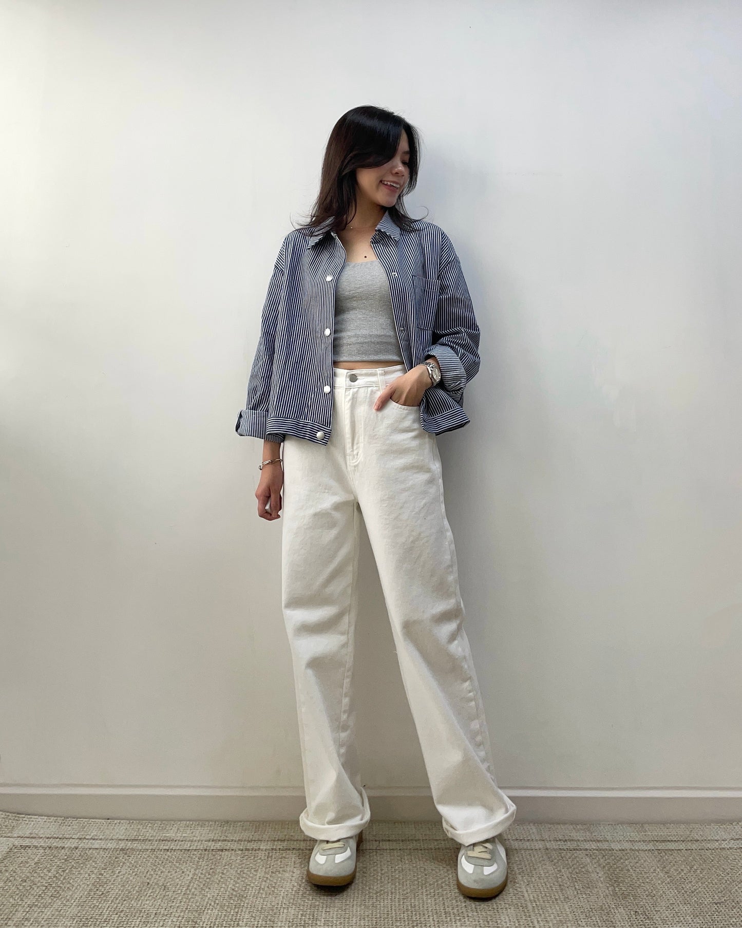 直間紋薄牛仔外套