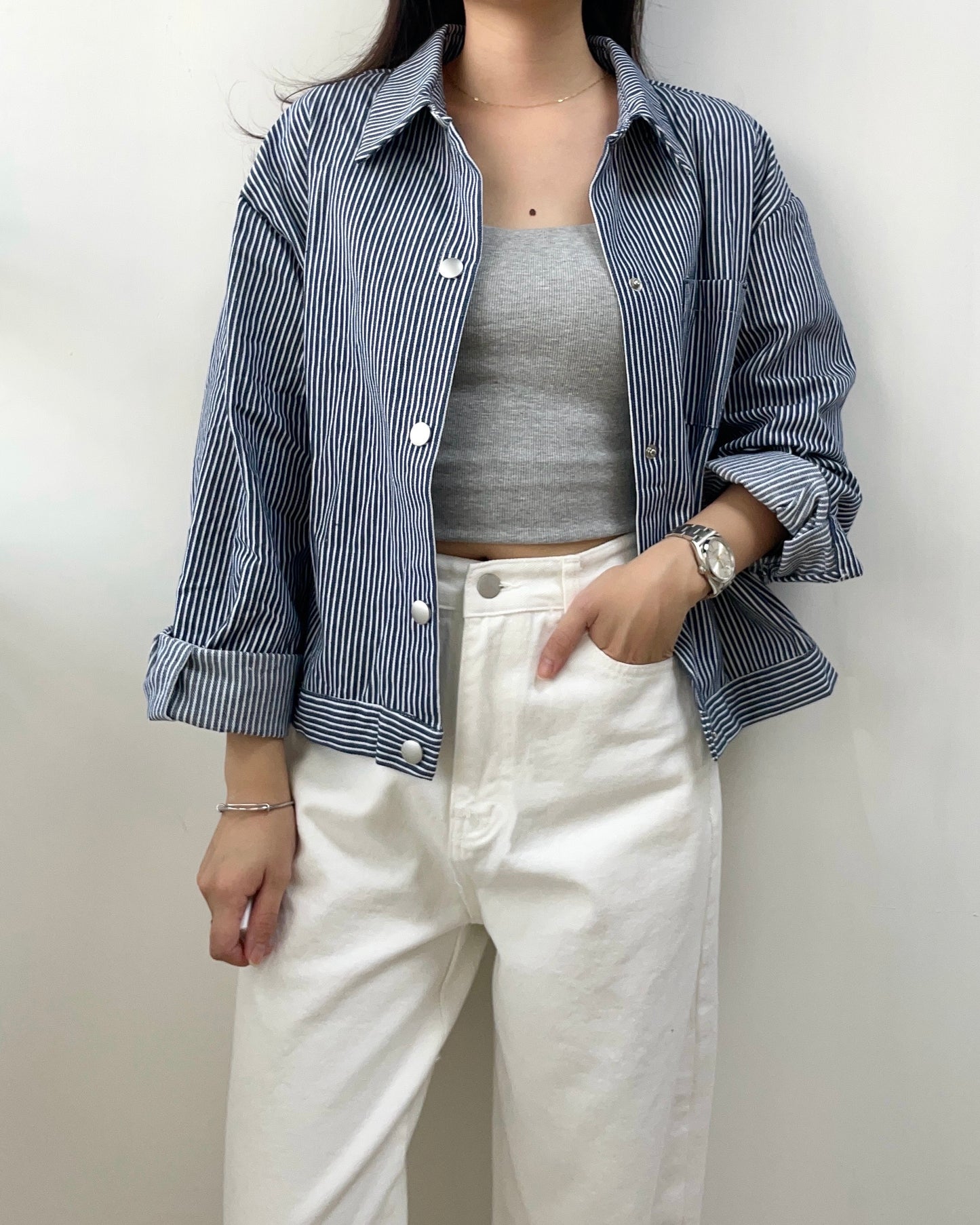 直間紋薄牛仔外套