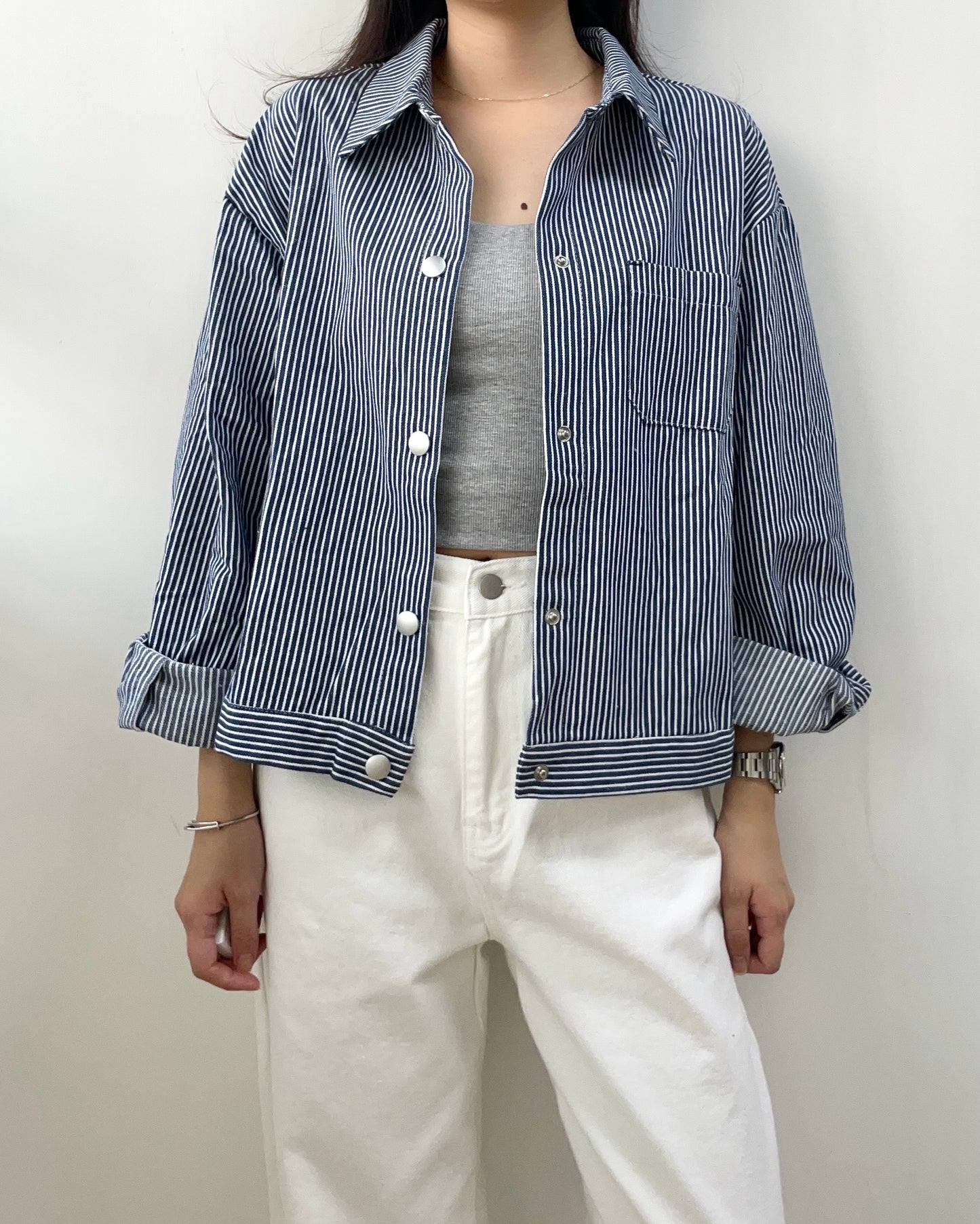 直間紋薄牛仔外套