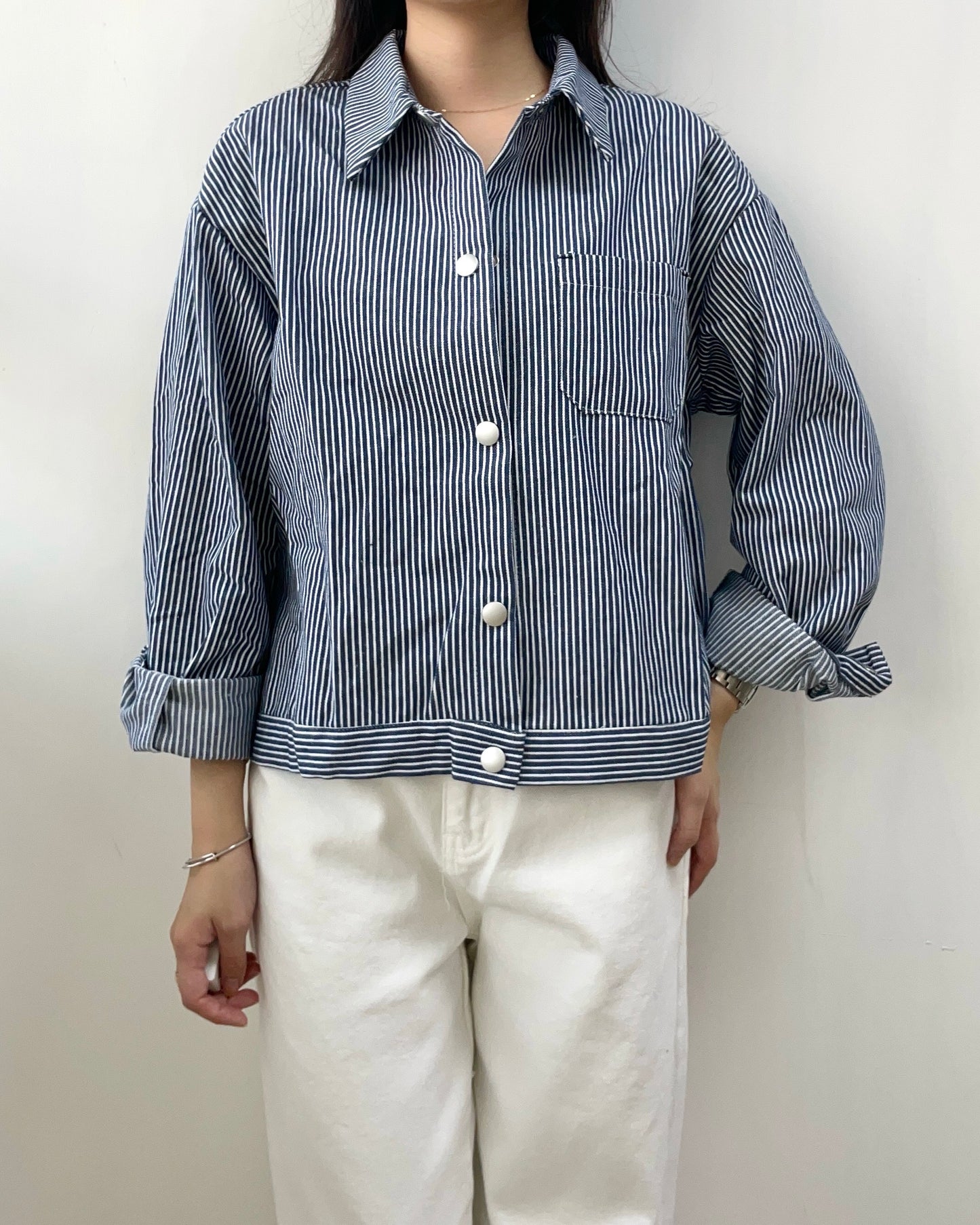 直間紋薄牛仔外套