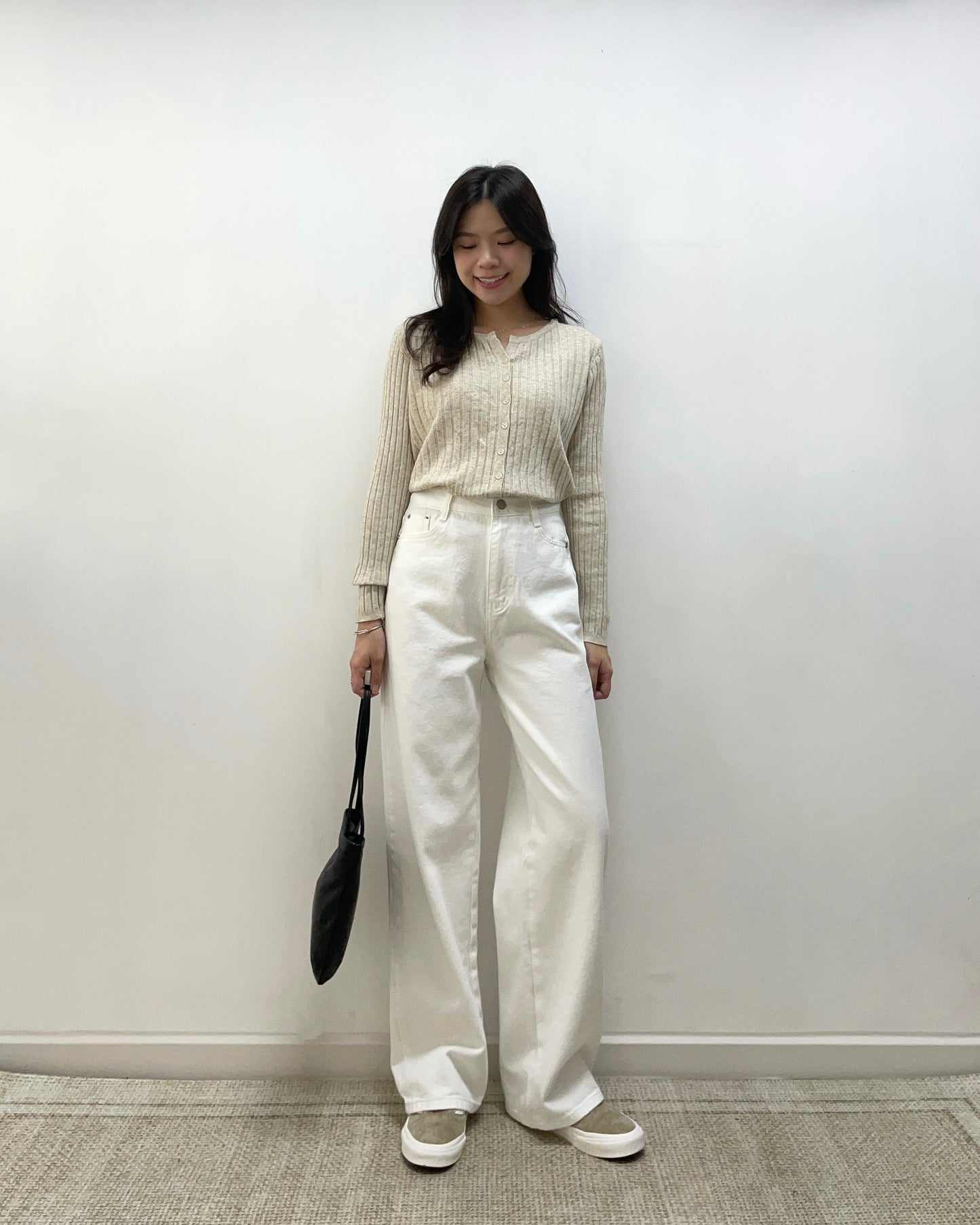 小V領直間條紋冷線Top